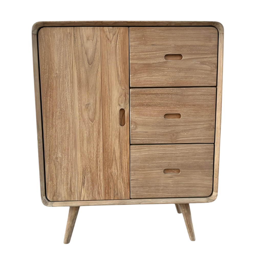 Kast kiki teak 1 deur met 3 laden